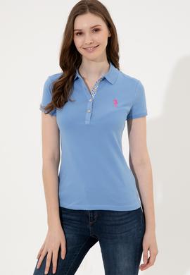 Kadın Koyu Mavi Basic Polo Yaka Tişört - 50246287124