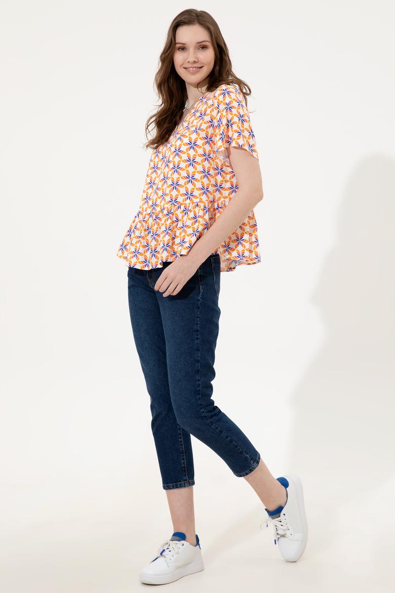 Kadın Sarı Kısa Kollu Gömlek - 50247261028