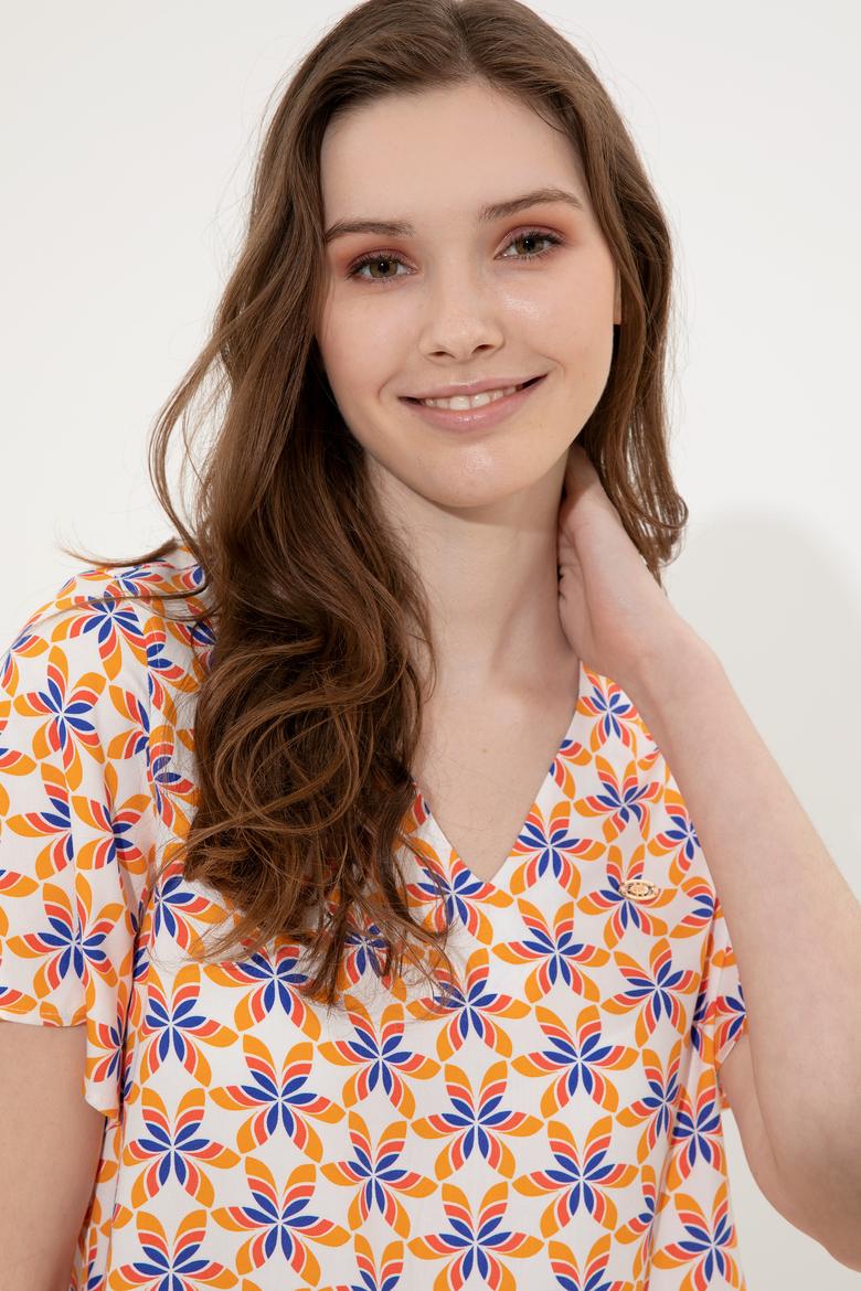 Kadın Sarı Kısa Kollu Gömlek - 50247261028