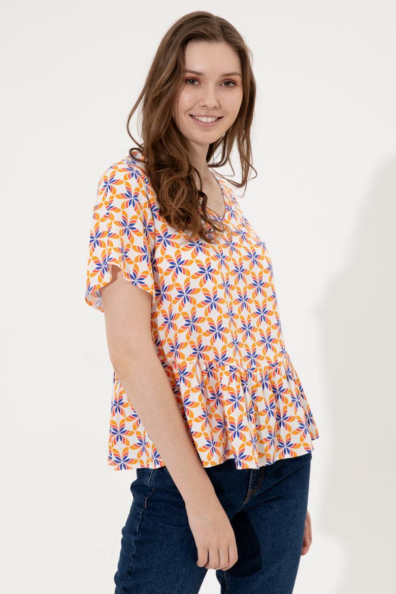 Kadın Sarı Kısa Kollu Gömlek - 50247261028