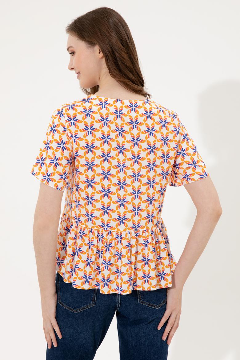 Kadın Sarı Kısa Kollu Gömlek - 50247261028