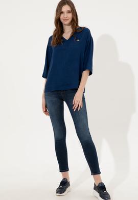 Kadın Mavi Jean Gömlek - 50246358002