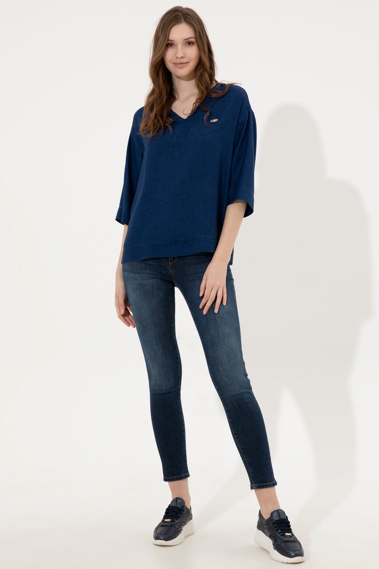 Kadın Mavi Jean Gömlek - 50246358002