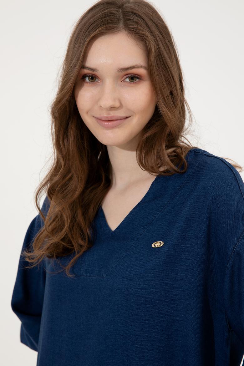 Kadın Mavi Jean Gömlek - 50246358002