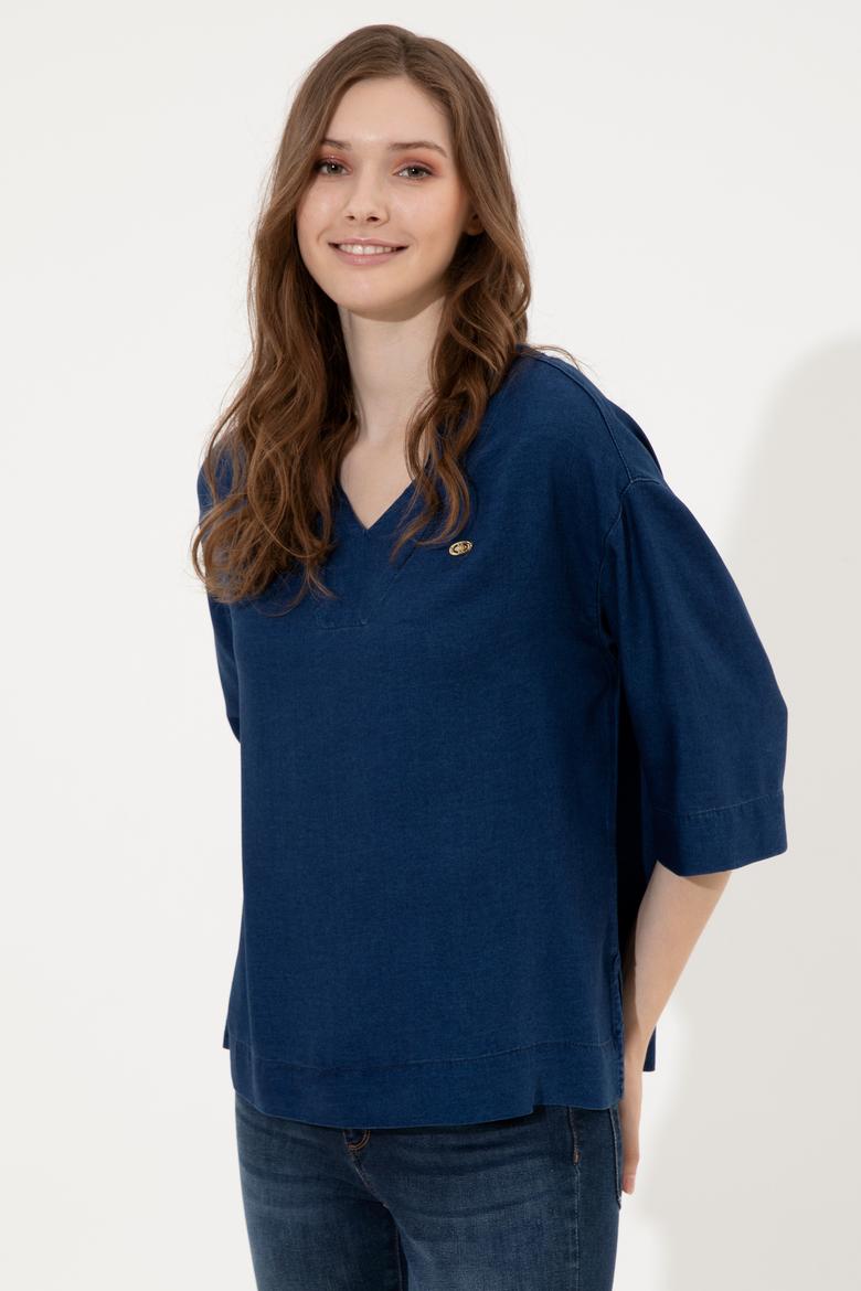 Kadın Mavi Jean Gömlek - 50246358002