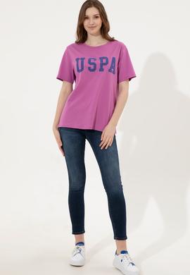 Kadın Menekşe Bisiklet Yaka Tişört - 50249001039