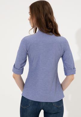 Kadın Mavi Uzun Kollu Basic Gömlek - 50246463022