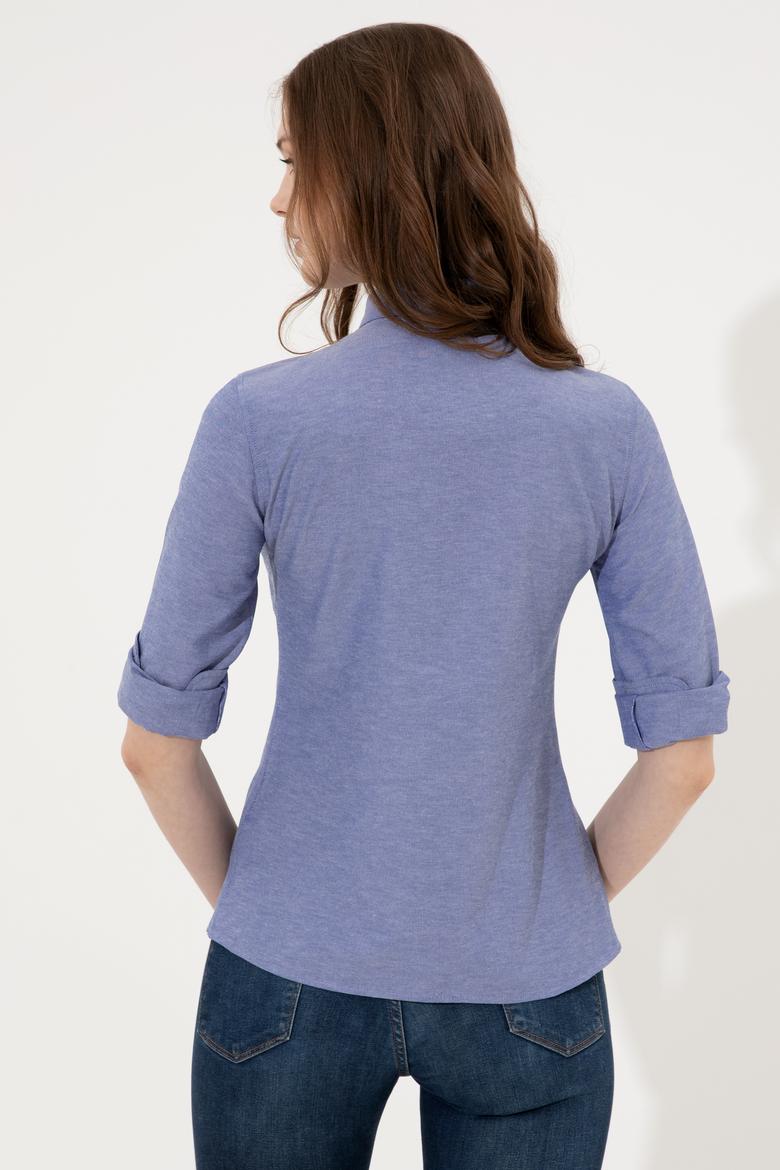 Kadın Mavi Uzun Kollu Basic Gömlek - 50246463022