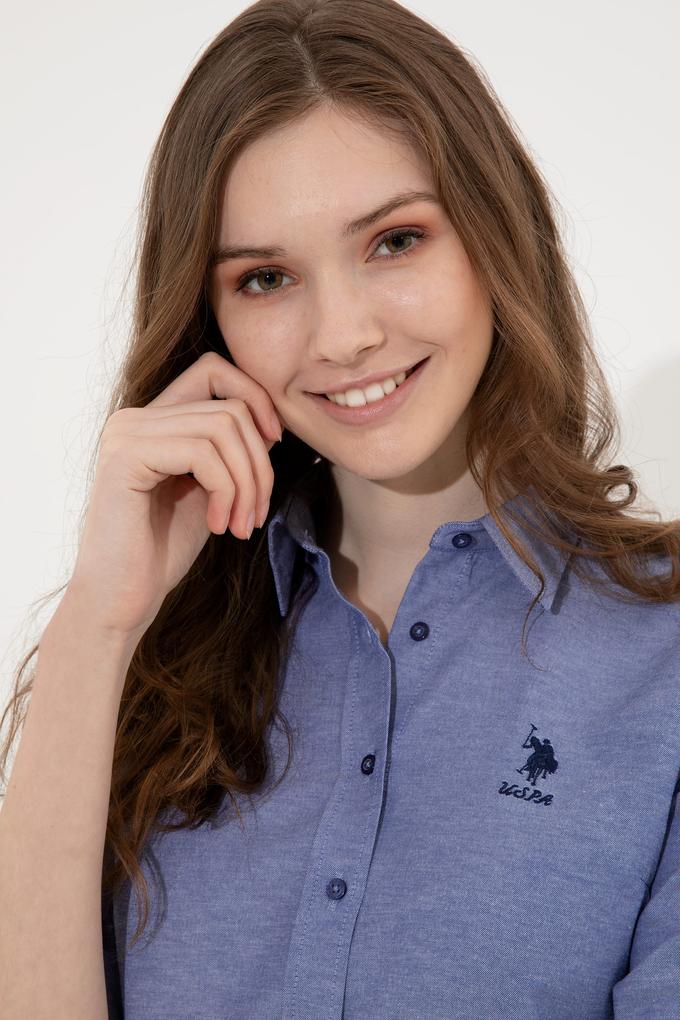 Kadın Mavi Uzun Kollu Basic Gömlek