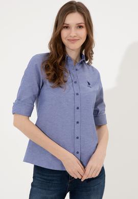 Kadın Mavi Uzun Kollu Basic Gömlek - 50246463022