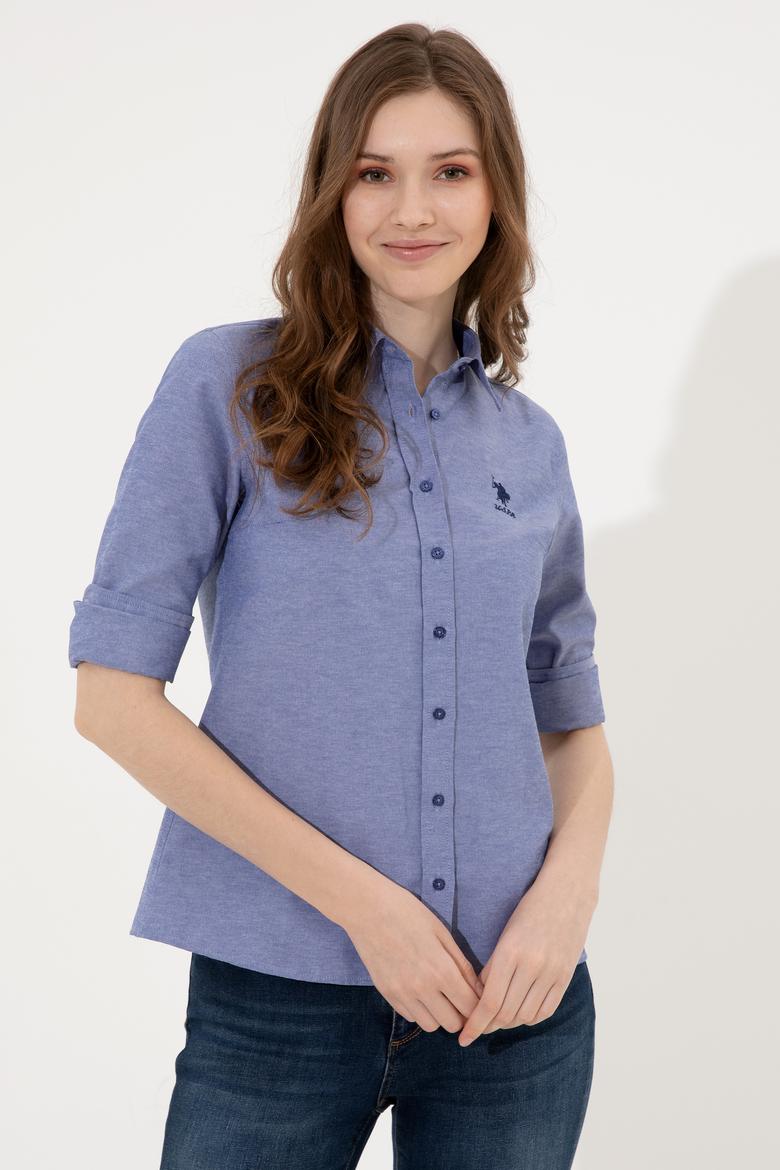 Kadın Mavi Uzun Kollu Basic Gömlek - 50246463022