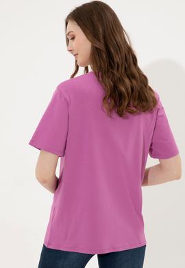 Kadın Menekşe Bisiklet Yaka Tişört - 50249001039