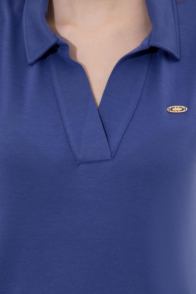 Kadın Mavi Kolsuz Tişört - 50248579032