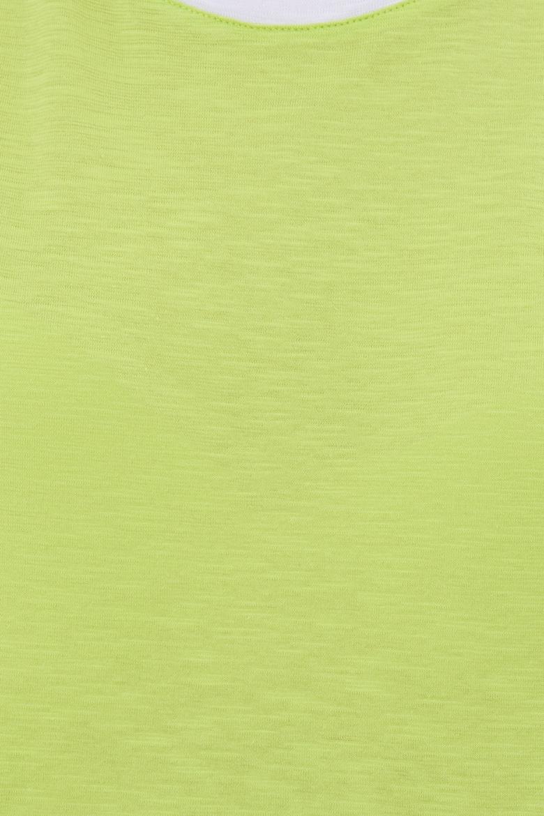 Kadın Fıstık Yeşili Bisiklet Yaka Tişört - 50248137044