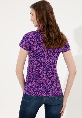 Kadın Menekşe Polo Yaka Tişört - 50248962003