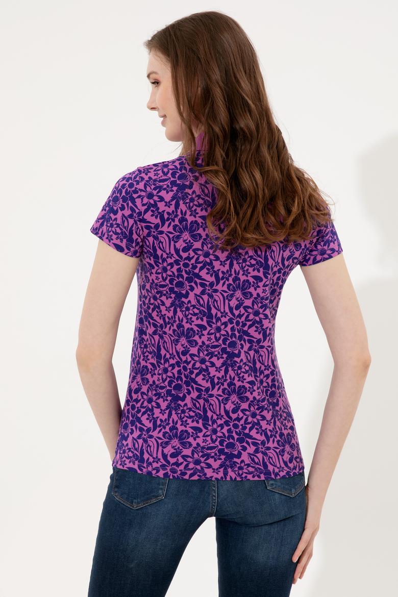 Kadın Menekşe Polo Yaka Tişört - 50248962003