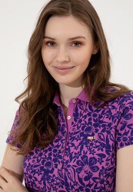 Kadın Menekşe Polo Yaka Tişört - 50248962003