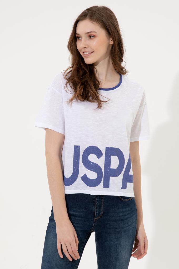 Kadın Mavi Bisiklet Yaka Tişört