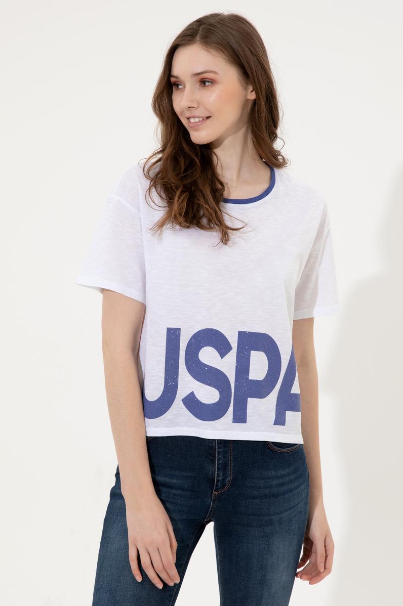 Kadın Mavi Bisiklet Yaka Tişört