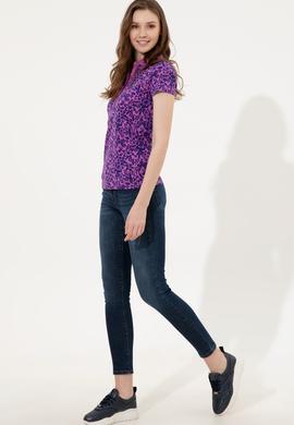 Kadın Menekşe Polo Yaka Tişört - 50248962003