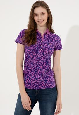 Kadın Menekşe Polo Yaka Tişört - 50248962003