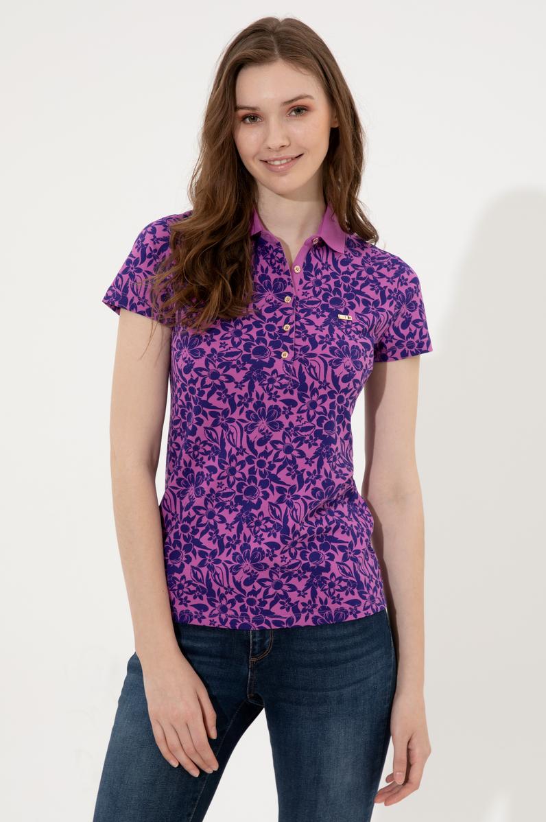 Kadın Menekşe Polo Yaka Tişört