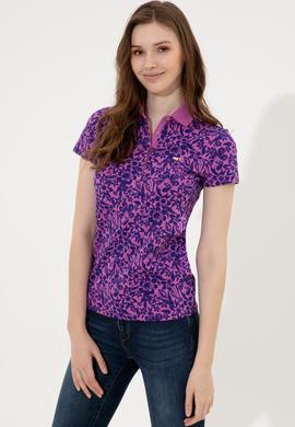 Kadın Menekşe Polo Yaka Tişört - 50248962003