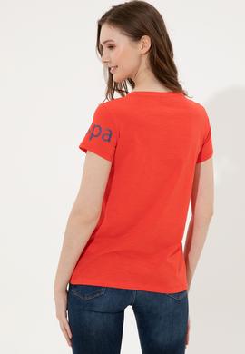 Kadın Kırmızı Bisiklet Yaka Tişört - 50248142062