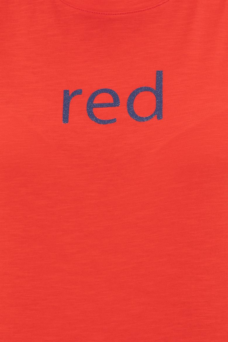 Kadın Kırmızı Bisiklet Yaka Tişört - 50248142062