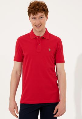Erkek Kırmızı Polo Yaka Basic T-Shirt - 50248556140