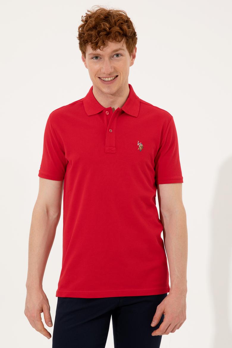 Erkek Kırmızı Polo Yaka Basic T-Shirt - 50248556140