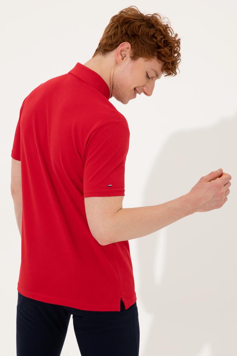 Erkek Kırmızı Polo Yaka Basic T-Shirt - 50248556140