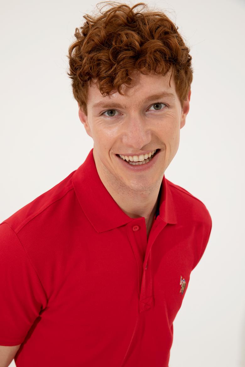 Erkek Kırmızı Polo Yaka Basic T-Shirt - 50248556140