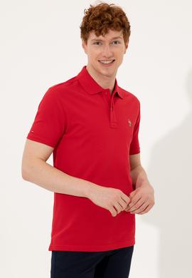 Erkek Kırmızı Polo Yaka Basic T-Shirt - 50248556140