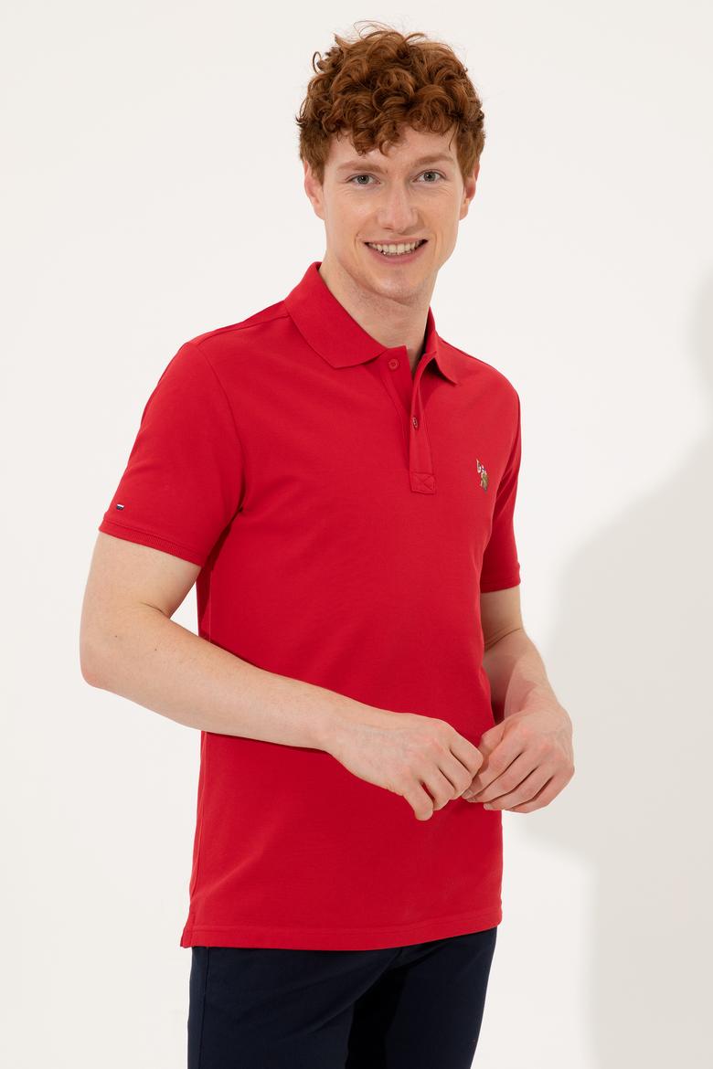 Erkek Kırmızı Polo Yaka Basic T-Shirt