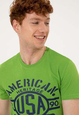 Erkek Elma Yeşili Bisiklet Yaka Tişört - 50246127048