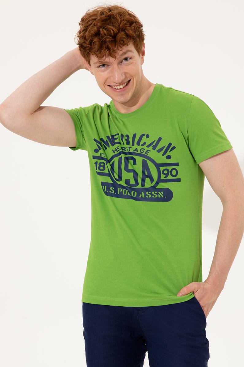 Erkek Elma Yeşili Bisiklet Yaka Tişört