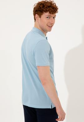 Erkek Açık Mavi Polo Yaka T-Shirt Basic - 50249153205