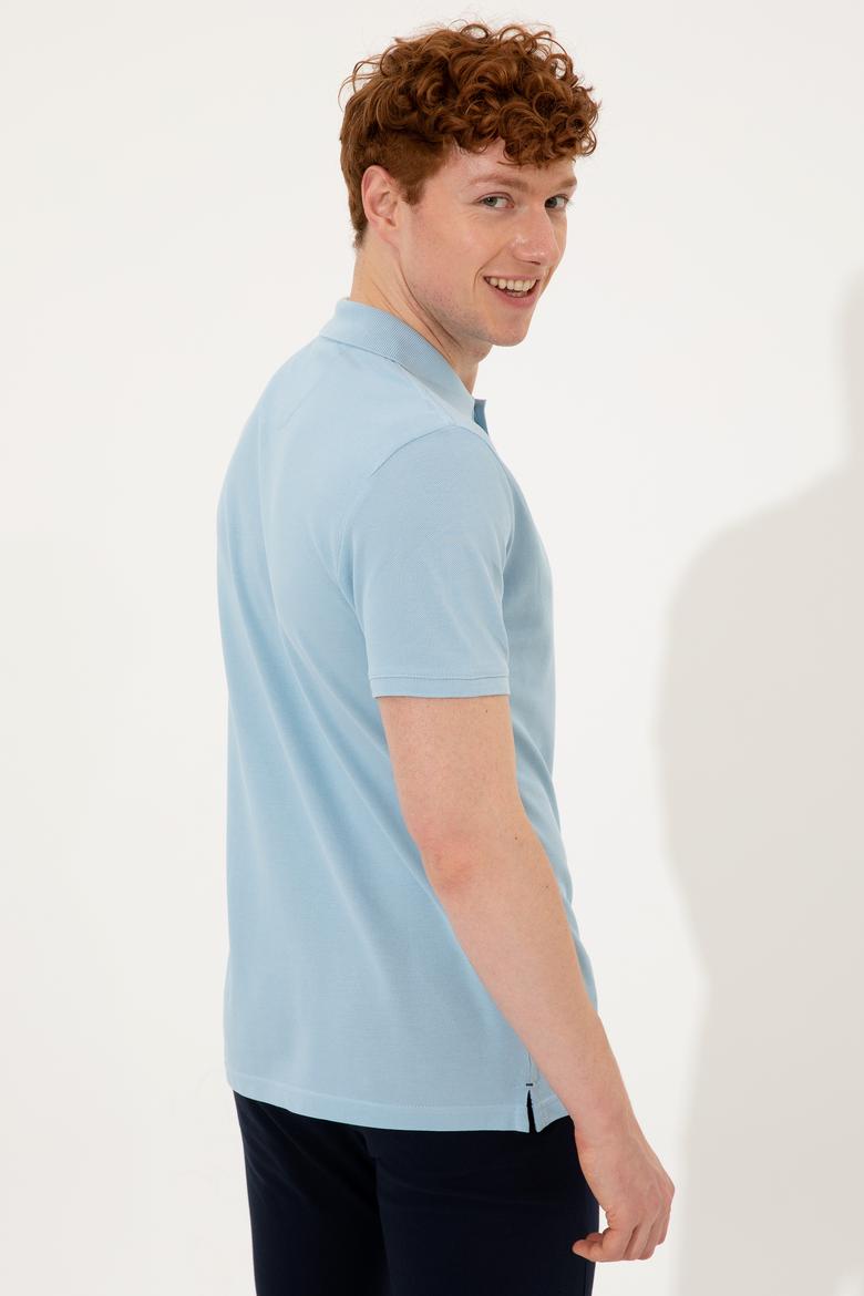 Erkek Açık Mavi Polo Yaka T-Shirt Basic - 50249153205