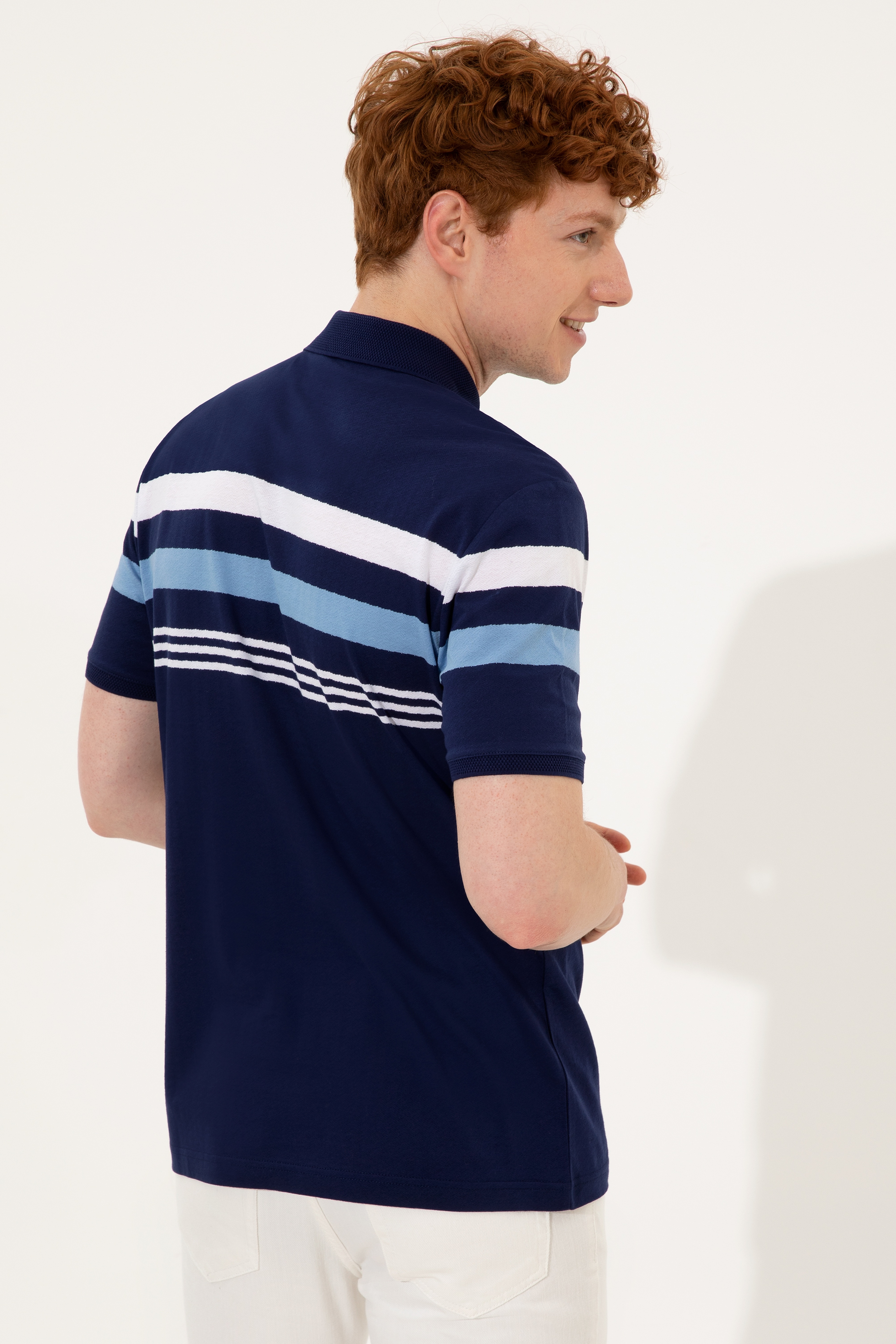 Erkek Lacivert Polo Yaka T-Shirt - Image 5