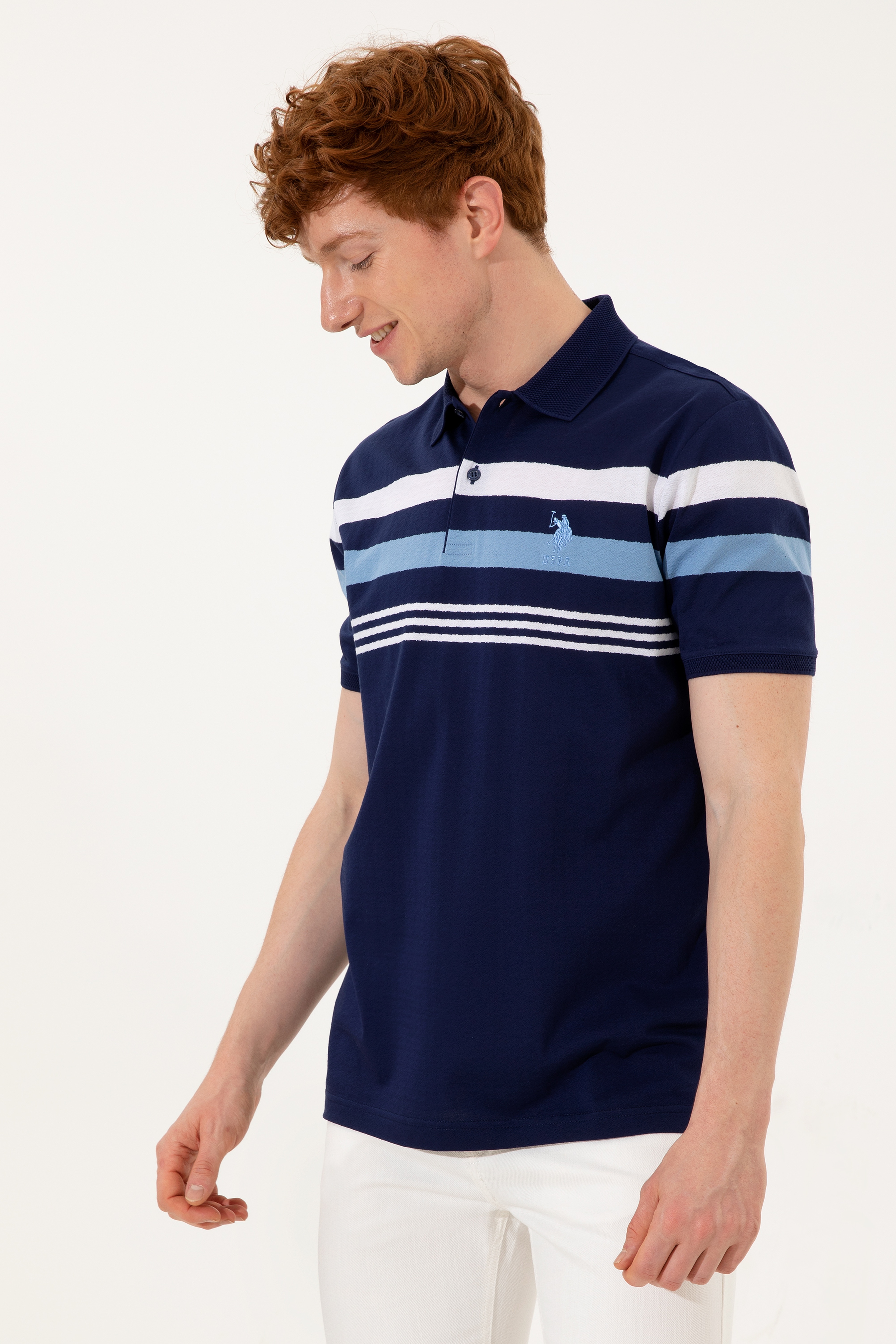 Erkek Lacivert Polo Yaka T-Shirt - Image 3