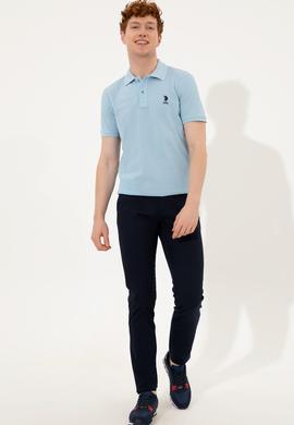 Erkek Açık Mavi Polo Yaka T-Shirt Basic - 50249153205