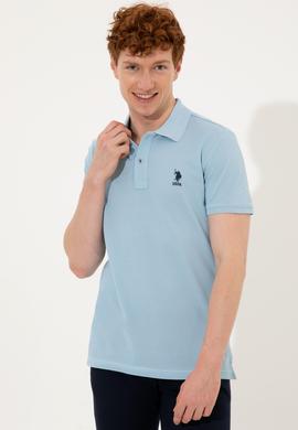 Erkek Açık Mavi Polo Yaka T-Shirt Basic - 50249153205