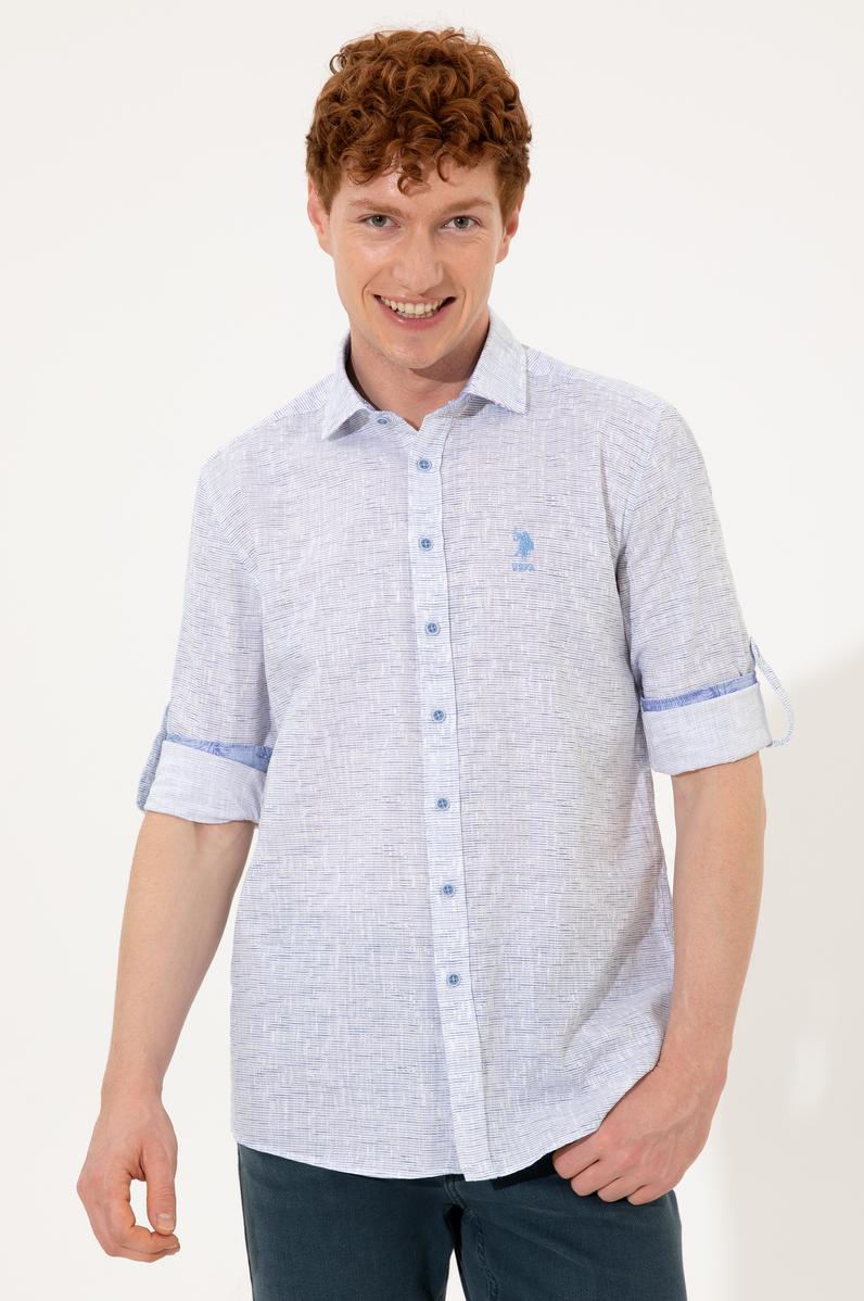 Erkek Mavi Uzun Kollu Gömlek