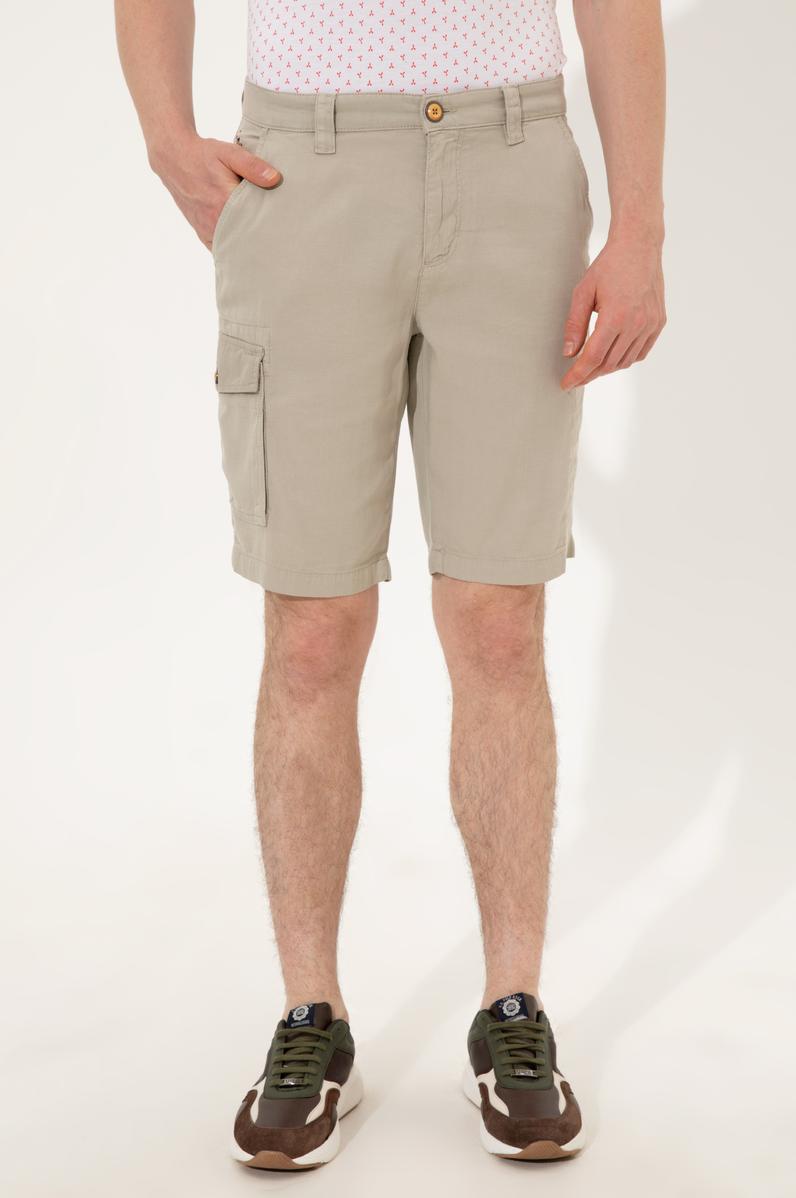 Erkek Haki Dokuma Şort