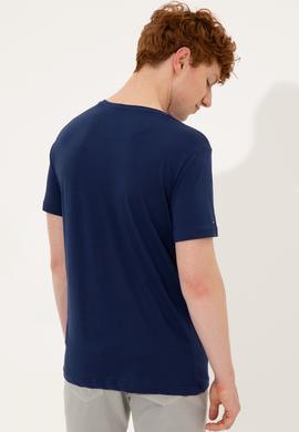 Erkek Lacivert Bisiklet Yaka Basic T-Shirt - 50248521016