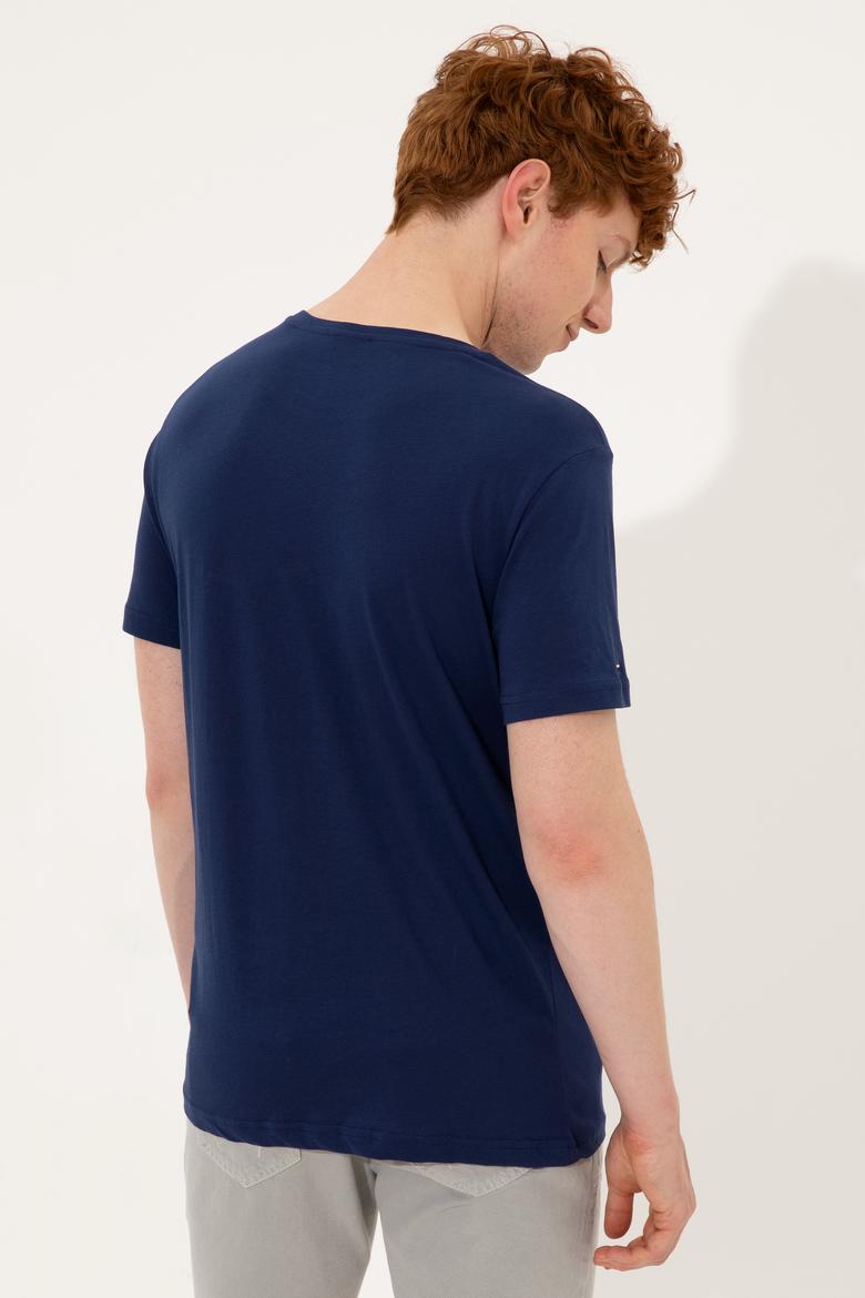 Erkek Lacivert Bisiklet Yaka Basic T-Shirt - 50248521016