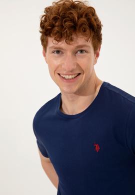 Erkek Lacivert Bisiklet Yaka Basic T-Shirt - 50248521016