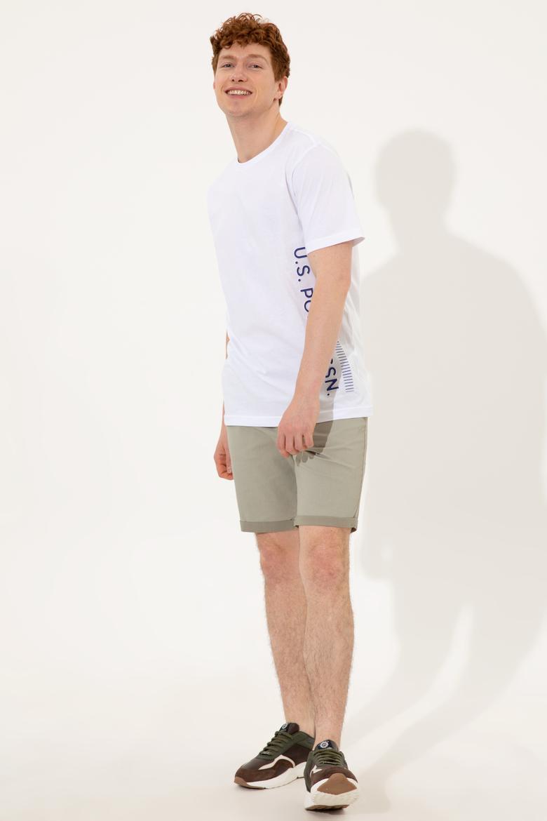 Erkek Beyaz Bisiklet Yaka Tişört - 50248615002