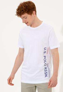 Erkek Beyaz Bisiklet Yaka Tişört - 50248615002